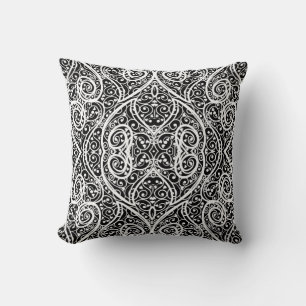 Coussin Cute noir blanc coeurs amour design arrière - plan