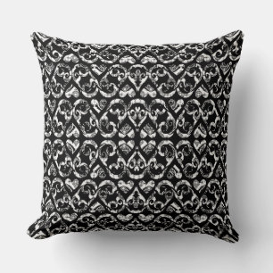Coussin Cute noir blanc vintage coeurs design
