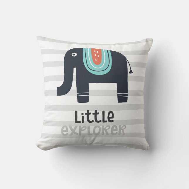 Coussin Cute Nordic Little Explorer Elephant (Recto)