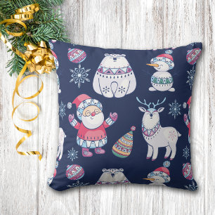 Coussin Cute Nordic Style Animaux et Père Noël Motif