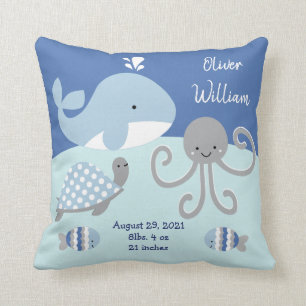 Coussin Cute "Ocean Life Blue & Grey Whale" Keepsaké