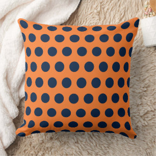Coussin Cute Orange Pois Bleus de la Marine