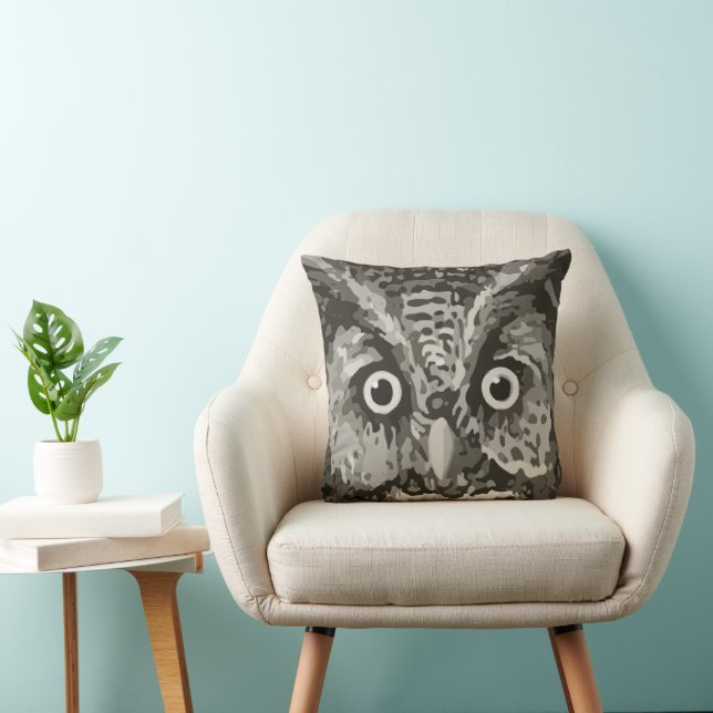 Coussin Cute Owl Grey Genre Neutre Nouvelle chambre bébé (Chaise)