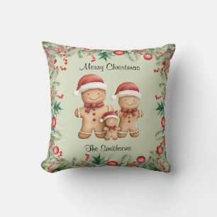 Coussin Cute pain d'épices biscuit Noël de famille