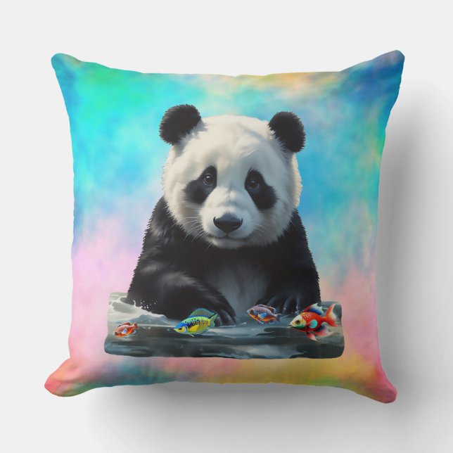 Coussin Cute Panda avec ses jouets (Recto)