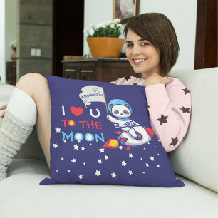 Coussin Cute Panda Bear Sur Rocket Ship Kids Personnalisé