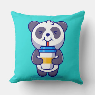 Coussin Cute Panda boire du café