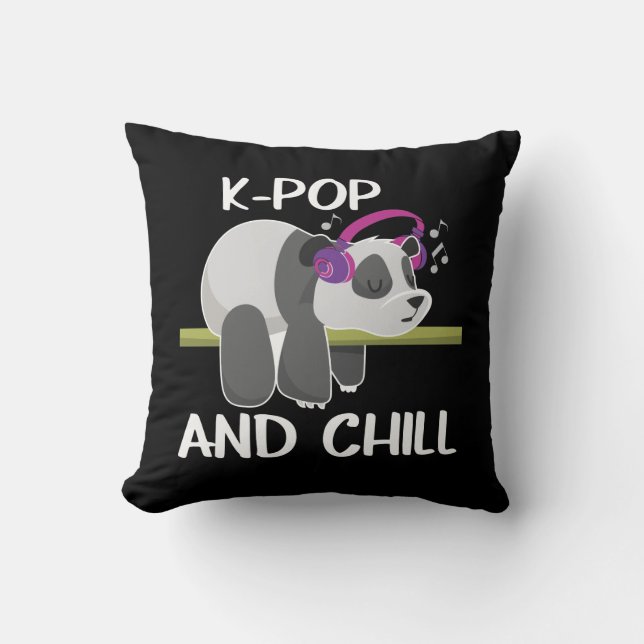 Coussin Cute Panda Headphones Corée Pop Lover K-Pop Music (Recto)