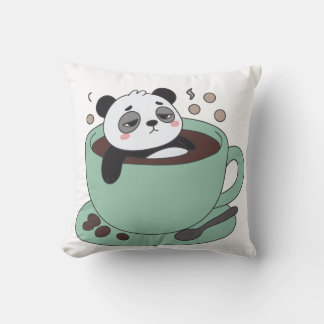 Coussin Cute Panda In Coffee Cup Coffee Lover Gift