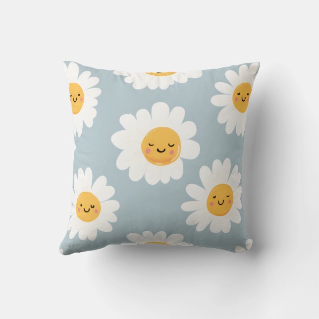 Coussin Cute Pastel personnalisé Smiling Daisy (Verso)