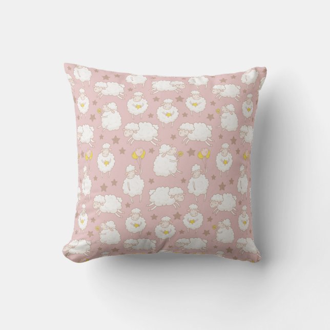 Coussin Cute Pastel Sheep Motif Lamb bébé (Recto)
