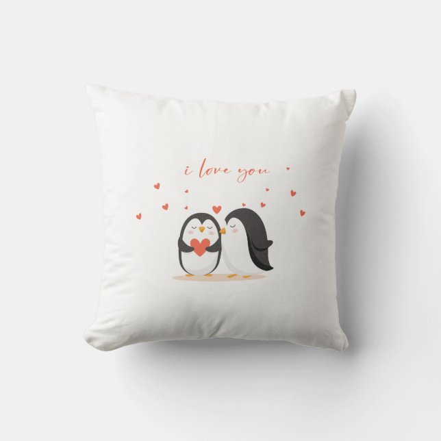 Coussin Cute Penguin - For Anniversary I Love You (Recto)