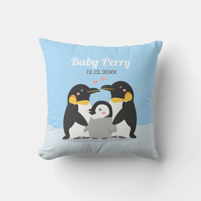 Coussin Cute Penguin poussette et bébé de famille Nursery (Recto)