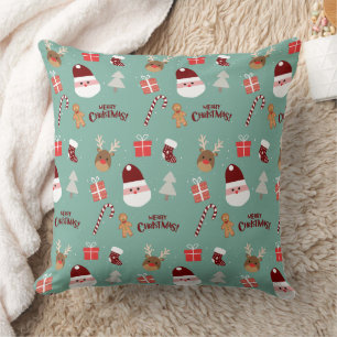 Coussin Cute Père Noël Reindeer Sucre de canne Motif en pa