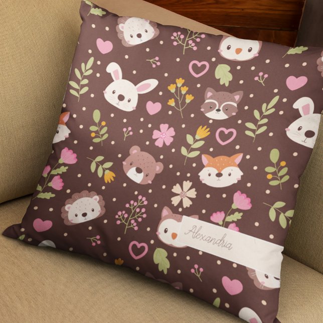 Coussin Cute Personnalisé Bois Animaux Motifs Enfants (Créateur téléchargé)