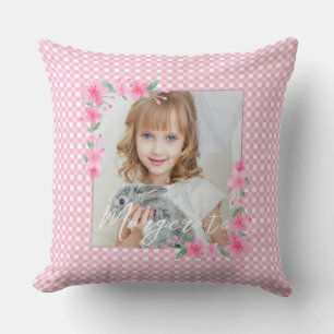 Coussin Cute Personnalisée une photo rose