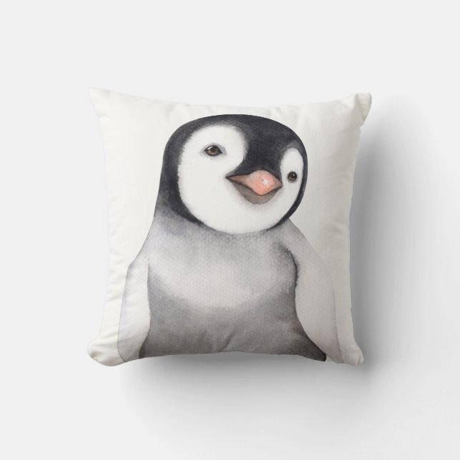 Coussin Cute Petit Aquarelle Pingouin Personnalisé (Recto)