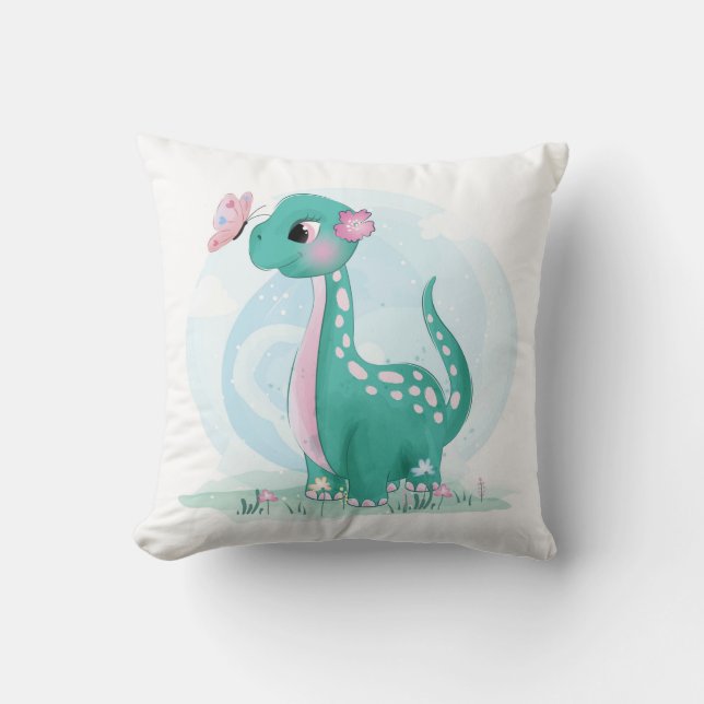 Coussin Cute Petit Dinosaure Avec Cushion Papillon (Recto)