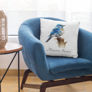 Coussin Cute Petite Montagne Bluebird Aquarelle, personnal