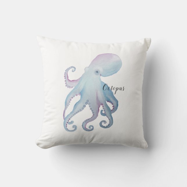 Coussin Cute pieuvre aquarelle (Recto)
