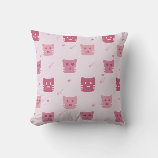 Coussin Cute Pink Cat Pattern For Cat Lover Home Decor (Recto)