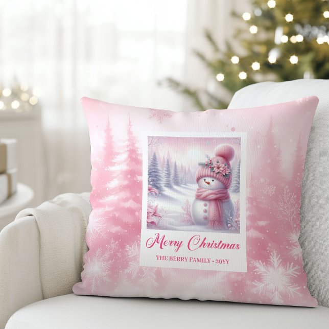 Coussin Cute Pink Snowman Christmas Scene Kids Room Pillow (Cute Pink Snowman Christmas Scene Kids Room Pillow

)