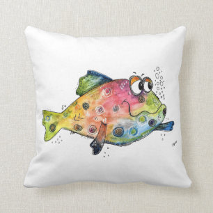 Coussin Cute poisson blanc coloré
