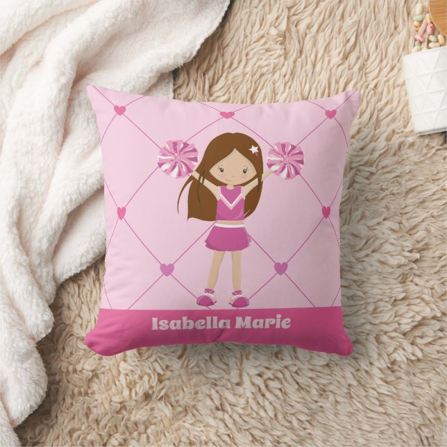 Coussin Cute Pom-pom girl Rose Personnalisé Girls Room (Couverture)