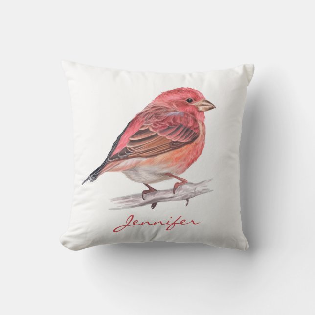 Coussin Cute Purple Finch Bird Pièce de bébé Nursery (Recto)