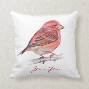 Coussin Cute Purple Finch Bird Pièce de bébé Nursery