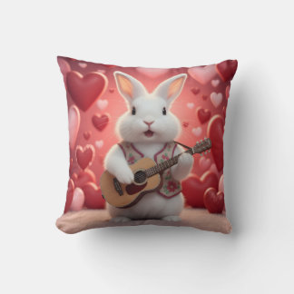 Coussin Cute Rabbit Playing Guitar For Love