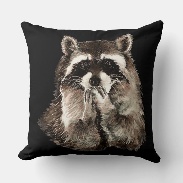Coussin Cute Raccoon souffler Baisers Humour art animal (Recto)