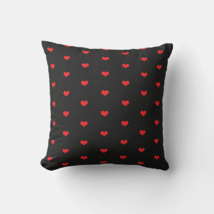 Coussin Cute Red Heart Motif Black Custom Home Décor
