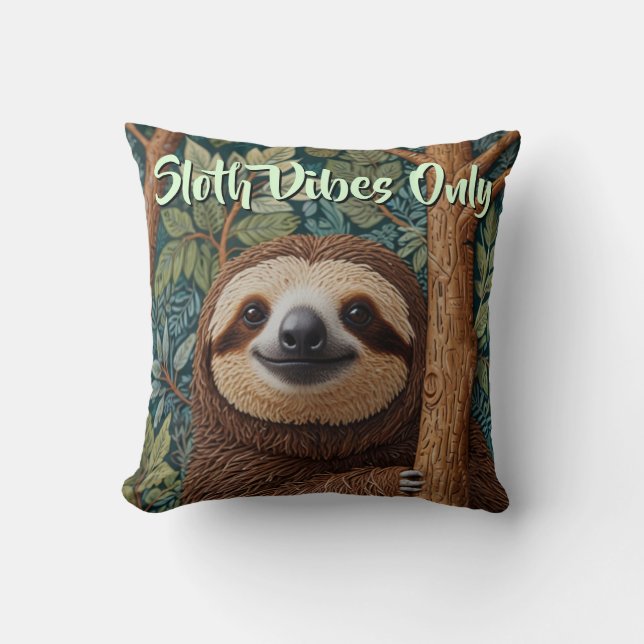 Coussin Cute retro boho Sloth Hang in there sloth vibes  (Recto)