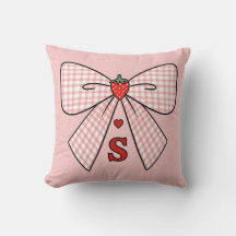 Cute Retro Monogram Initials Strawberry Coquette