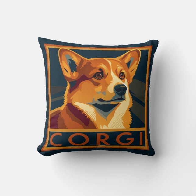 Coussin Cute Retro Pembroke Welsh Corgi (Recto)