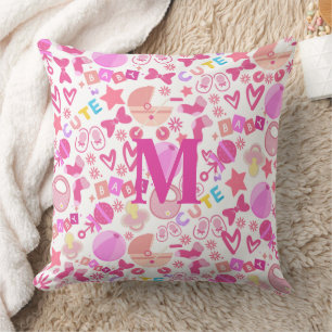 Coussin Cute Rose Baby Girl Nursery Motif personnalisé