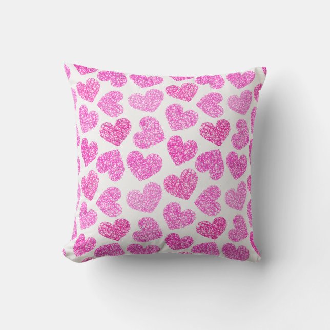 Coussin Cute rose Doodled Heart Valentine's Day Motif (Recto)