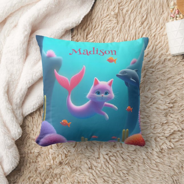 Coussin Cute rose Sirène Kitten (Couverture)