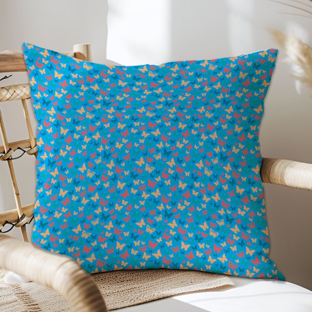 Coussin Cute rose turquoise turquoise papillon motif (Créateur téléchargé)