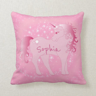 Coussin Cute Rose Unicorn Nom Personnalisé Girl Chambre à