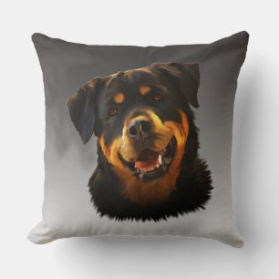 Coussin Cute Rottweiler Dog Water Couleur Art Portrait
