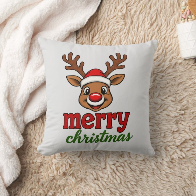 Coussin Cute Rudolph Reindeer Merry Christmas (Couverture)
