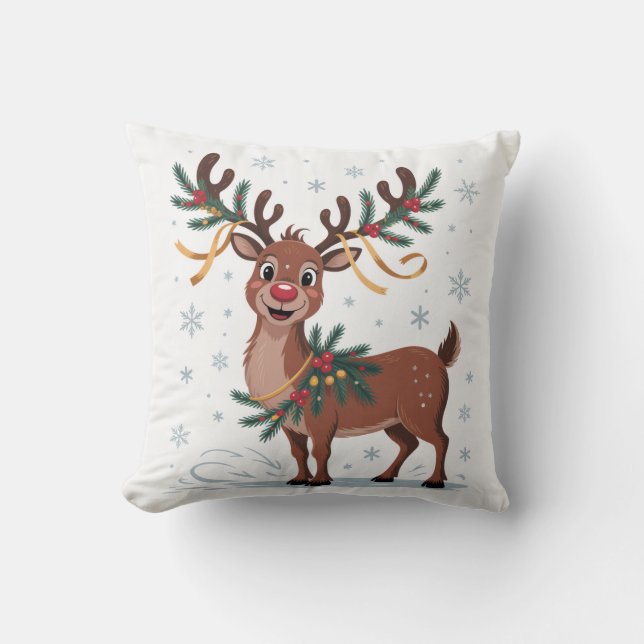 Coussin Cute Rudolph with Gold Accents (Recto)