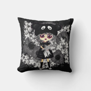 Coussin Cute Sad Gothic Girl Kawaii PinkyP par LeahG