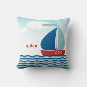 Coussin Cute Sailboat Personnalisé Garçons