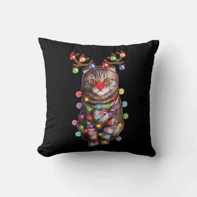 Coussin Cute Scottish Fold Cat Funny Xmas cadeau de vacanc (Recto)