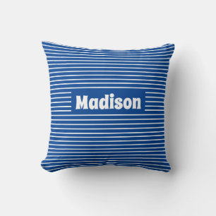 Coussin Cute Simple Stripes Blue and White Nom personnalis