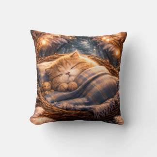 Coussin Cute Sleeping Kitten Cozy Fantasy Pillow