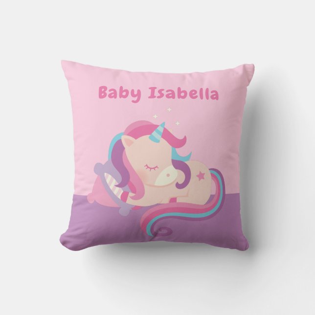 Coussin Cute Sleeping Unicorn Baby Girl Nursery (Recto)